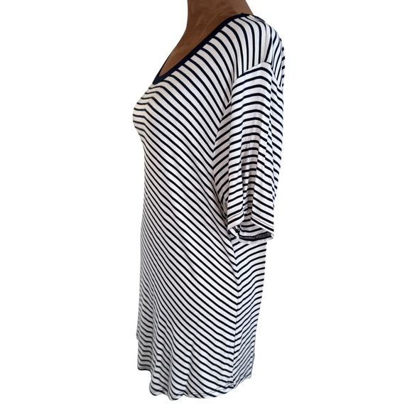 Coin1804 Los Angeles Striped Tee Women's 3X Navy White Scoop Neck NWT Relaxed - Picture 2 of 10